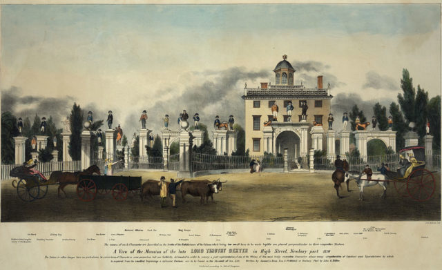 A view of the mansion of Lord Timothy Dexter