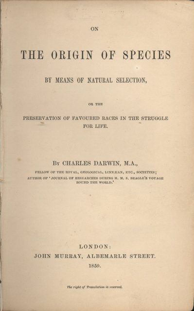 Origin of Species title page