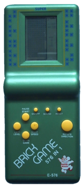 A brick game handheld game. Author Original uploader was EpiVictor CC BY-SA 3.0