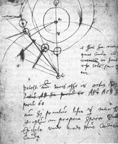 Brahe’s notebook with his observations of the 1577 comet.