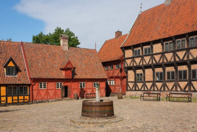 Townsquare in ‘Den gamle by’ (The old town), Aarhus, Denmark