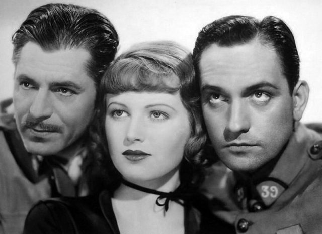 Warner Baxter, June Lang, and Fredric March in The Road to Glory (1936) – publicity still