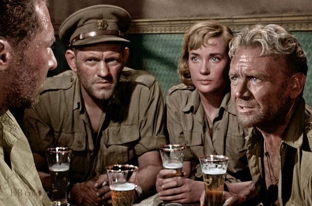 Anthony Quayle, Harry Andrews, Sylvia Syms and John Mills in ‘Ice Cold in Alex’ (1958)(Colourised by Doug)