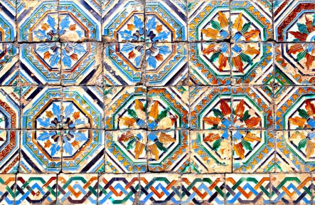 Moorish ceramic tiles (circa 14th century), Andalusia, Spain