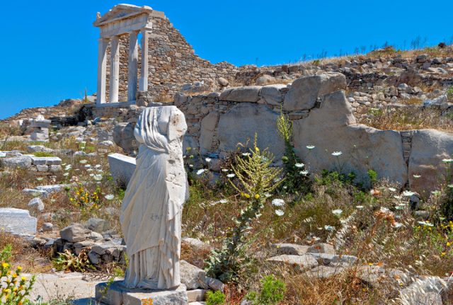 Ancient temple of Isis at Delos island in Greece