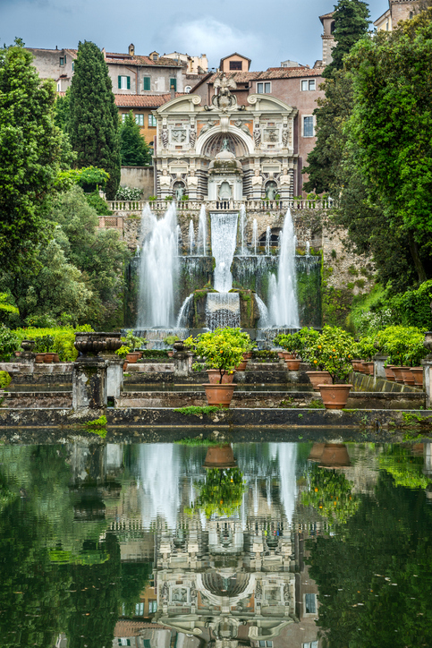 The magnificent fountains of the Villa d’Este in Tivoli, Italy. Commissioned by Cardinal Ippolito II d’Este, son of Alfonso I d’Este and Lucrezia Borgia and grandson of Pope Alexander VI. The Villa’s architectural elements and water features had an enormous influence on European landscape design.