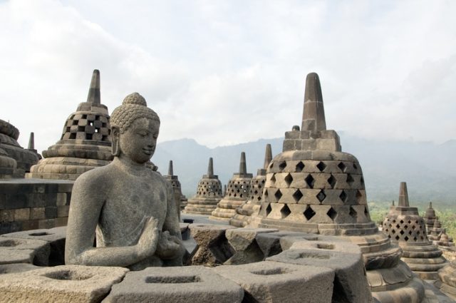 Borobudur, bigest monument of Buddhist architecture Java Indonesia
