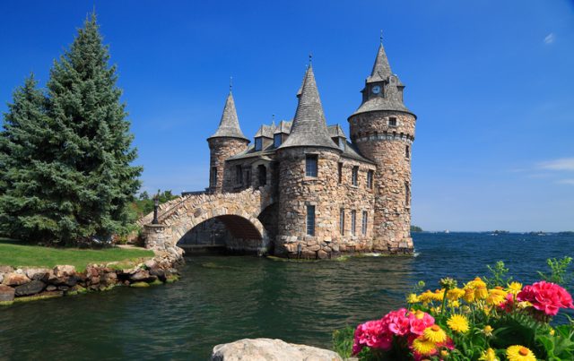 Boldt Castle is a major landmark and tourist attraction in the Thousand Islands region of the U.S. state of New York. It is located on Heart Island in the Saint Lawrence River. Heart Island is part of the Town of Alexandria, in Jefferson County.