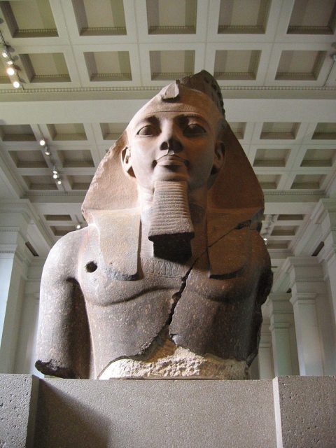The Younger Memnon part of a colossal statue of Ramesses from the Ramesseum, now in the British Museum. CC BY-SA 3.0