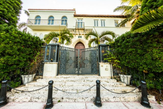Versace mansion. In 1997 the world gasped as Gianni Versace was shot to death on the doorstep of his Miami South Beach mansion in Miami, USA.