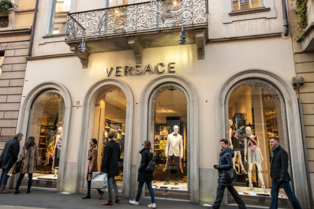 Versace Store on Via Monte Napoleone, Milan.