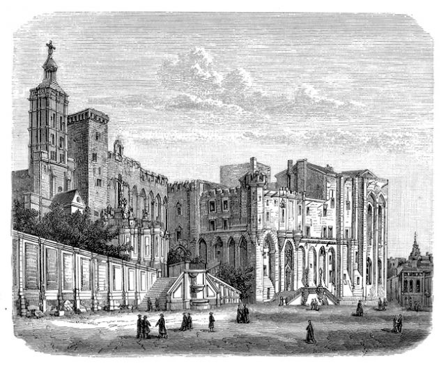 Illustration of a Palais des Papes ,France, Avignon