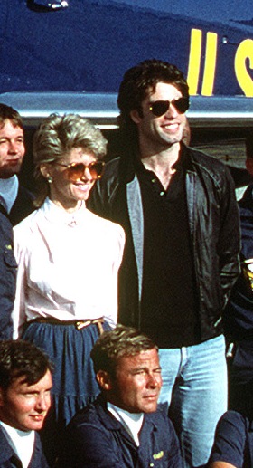 Newton-John appearing with John Travolta in 1982