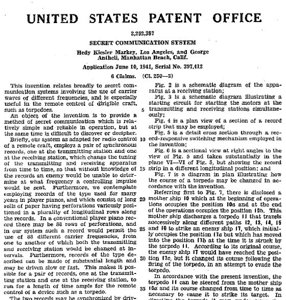 Copy of U.S. patent for “Secret Communication System”