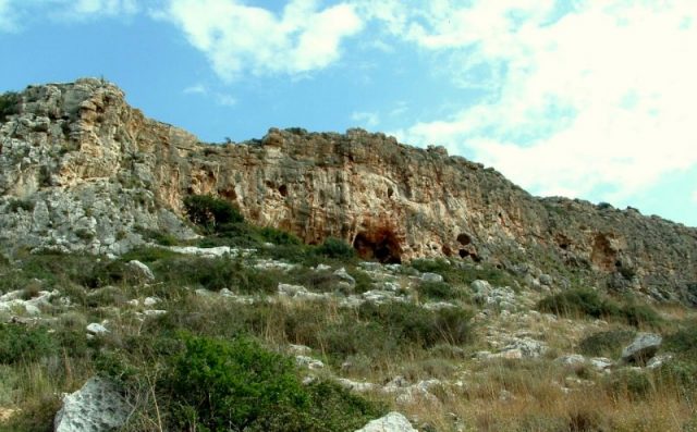 Misliya Cave, the archaeological site where part of an adult upper jaw was found. Author: Hanay CC BY 3.0