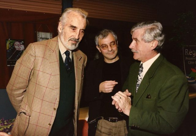 Christopher Lee (left) at the Aubagne International Film Festival in September 1996. Photo: Charmich -CC BY-SA 3.0