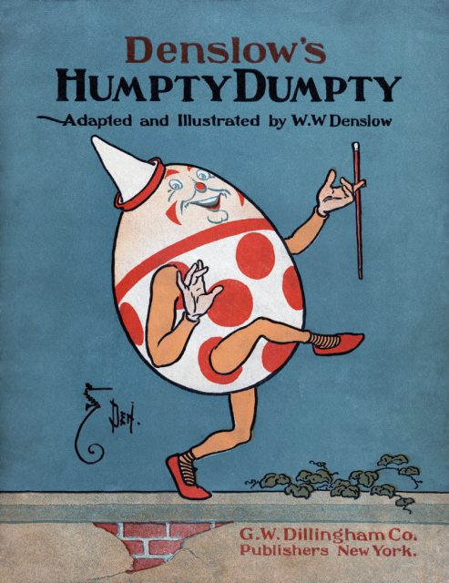 Cover of a 1904 adaptation of Humpty Dumpty by William Wallace Denslow.