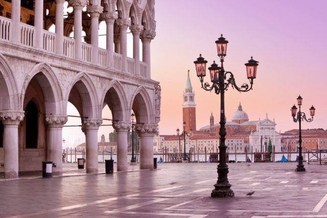 Lido and St Marks Square Venice Italy in the morning