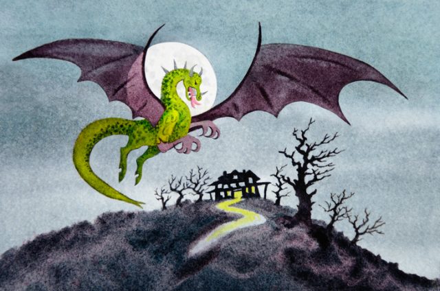 “The Jersey Devil flies over the countryside. ‘