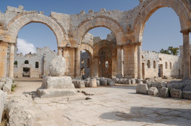 The ruins of the ancient Basilica of St Simeon, Syria