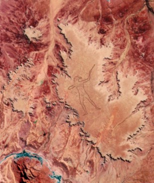 Landsat Thematic Mapper image of the Marree Man in central Australia taken 28 June 1998