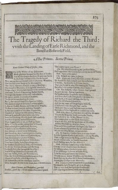 The first page of “Richard III,” printed in the Second Folio of 1632. Photo: Folger Library Digital Image Collection CC BY-SA 4.0