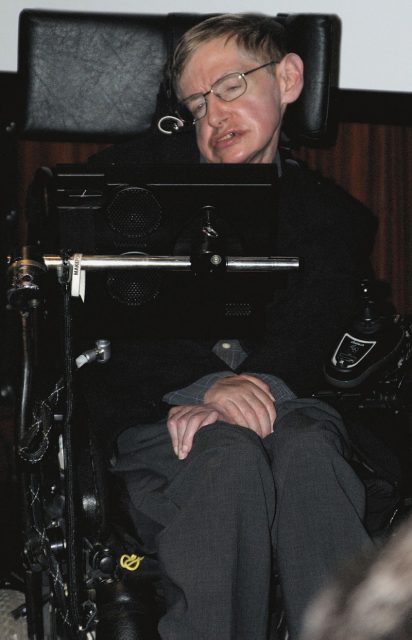 Stephen Hawking at the Bibliothèque nationale de France to inaugurate the Laboratory of Astronomy and Particles in Paris, and the French release of his work God Created the Integers, 5 May 2006