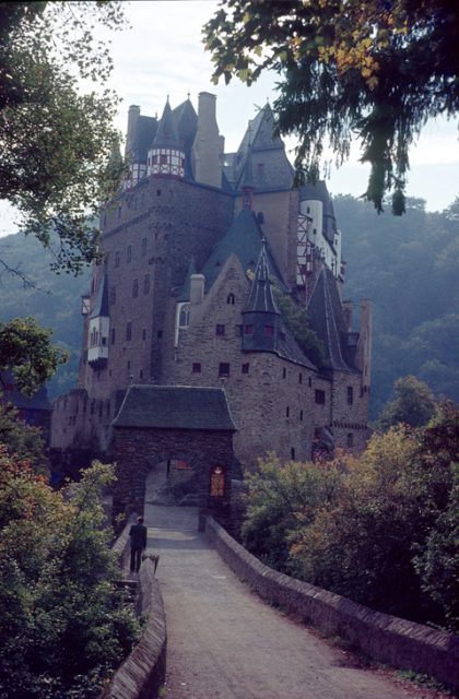 Rhineland-Palatinate, Germany, 1980. The castle Eltz in the Eifel. One of the most famous castles in Germany. Throughout its history, the castle could never be violently taken.
