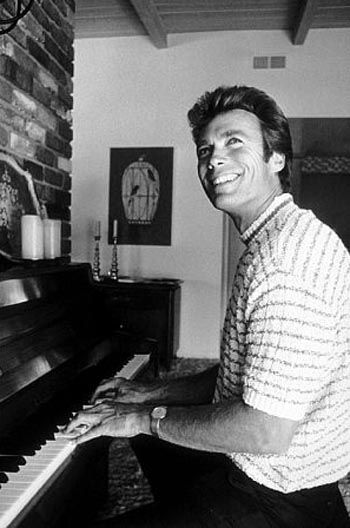 Clint Eastwood playing piano.