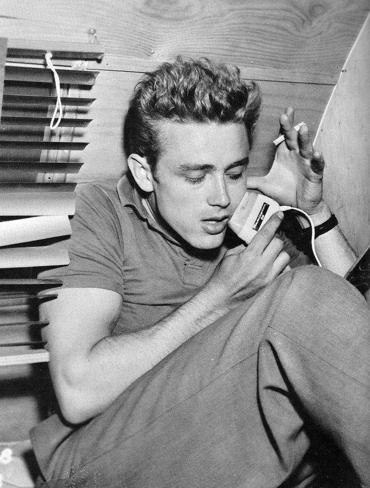 James Dean, 1954, shaving in his trailer during the filming of East of Eden