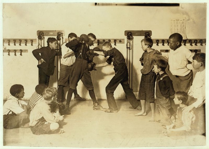 The  Manly art of self-defense  Newsboys' Protective Association. Location Cincinnati, Ohio. 1910