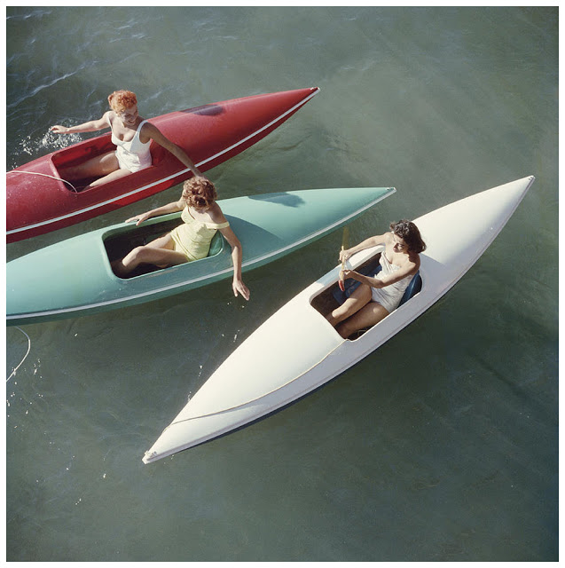 This is what young women canoeing on the Nevada side of Lake Tahoe looked like in 1959.