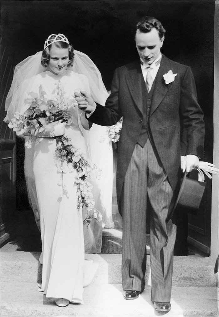 Bergman on her wedding day to Petter Lindström in Stöde, Sweden, on 10 July 1937. She would leave him for Roberto Rossellini in 1950.