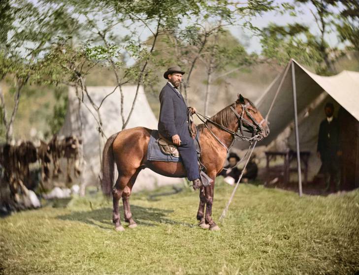 Antietam, Md. Allan Pinkerton ("E. J. Allen") of the Secret Service on horseback, Oct. 1862.