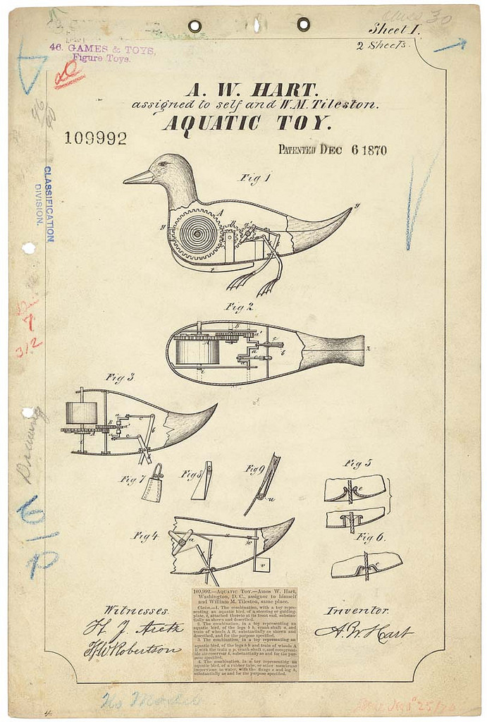 Patent drawing by A.W. Hart. 06 december, 1870