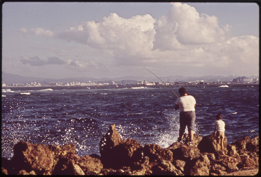 Father and Son Fishing on Isla De Cabras