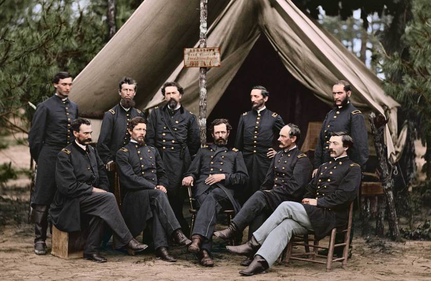 Petersburg, Va. Surgeons of 3d Division before hospital tent, Aug. 1864.