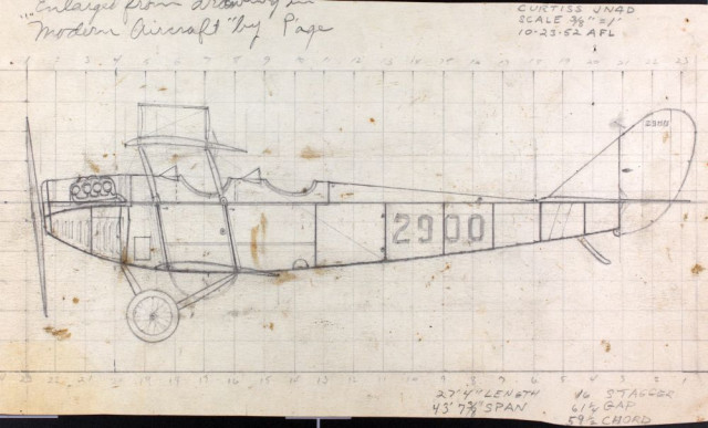 Curtiss JN-4D Model Sketch, Andrew Lech Collection