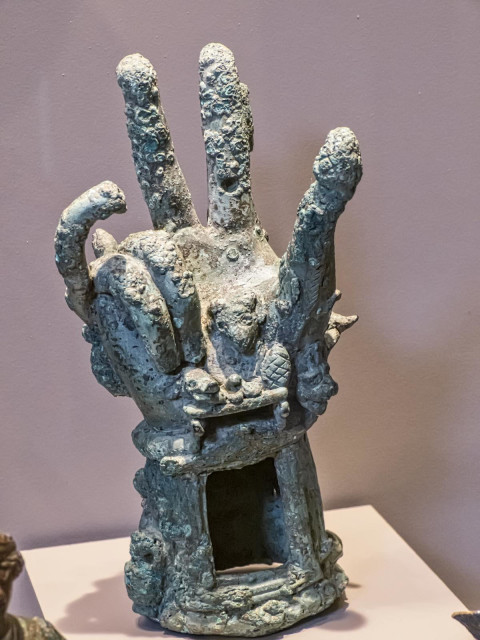 Hand of Sabazios, an eastern god of fertility and vegetation associated with Dionysus Roman 3rd century CE. source