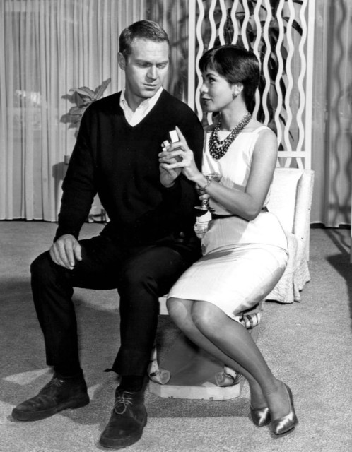 McQueen and then-wife Neile Adams in the Man from the South episode of Alfred Hitchcock Presents, 1960