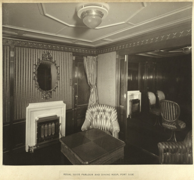Regal suite parlour and dining room, port side