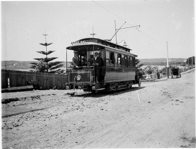 Rose Bay electric tram, New South Head Road, 1898 by Albert James Perier.