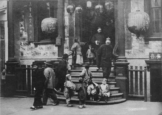 In front of the Joss House, Chinatown, San Francisco 1896-1906