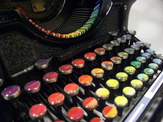 Each key on the typewriter's keyboard corresponds to a different hue.source: tyree callahan 