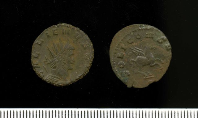 Bronze radiate of Gallienus 260-8 Rome showing Pegasus (11 2) 2 coins Added from Flickr stream.Source