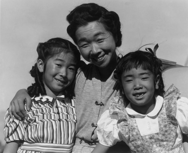 Mrs. Yaeko Nakamura and her daughters Joyce Yukiko and Louise Tamiko.