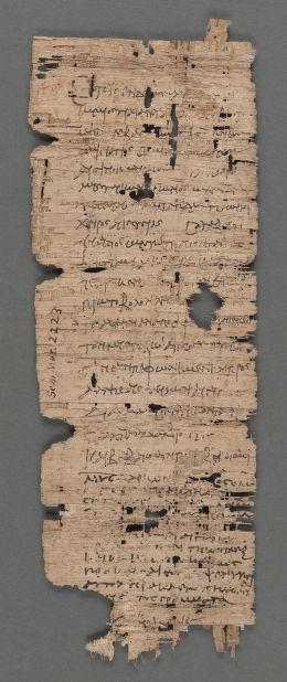 Bill of sale for a donkey, papyrus; 19.3 by 7.2 cm, MS Gr SM2223, Houghton Library, Harvard University. source