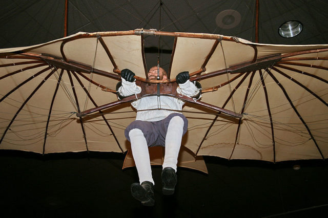 Restored 1894 glider displayed at the National Air and Space Museum. It is one of five surviving Lilienthal gliders in the world