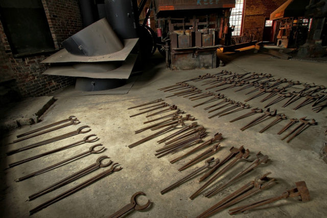 The Blacksmith Shop retains a full complement of original turn-of-the-century forging and smiting tools.
