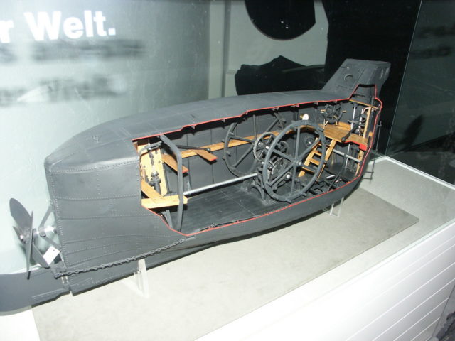 The Brandtaucher submarine cutaway model in Dresden, Germany. Source